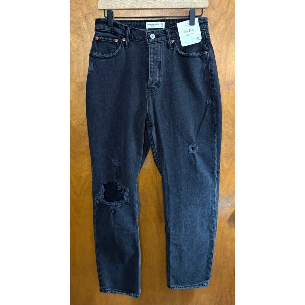 Abercrombie & Fitch The Dad High Rise Black Jeans NWT 28 6 Short Curve Love Y2K